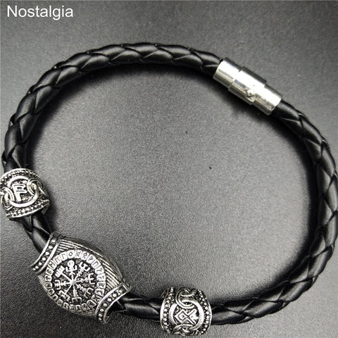 Viking Magic~Vikingos Norse Runes Jewelry Trinity Valknut Vegvisir Compass Beads Vikingo Runes Amulet Viking Bracelet Slavic Accessories