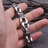 Vikings Stainless Steel Bracelet 12mm Curb Cuban Chain Silver Color Bracelets for Men Women Free Shipping Factory Offer with box