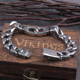 Vikings Stainless Steel Bracelet 12mm Curb Cuban Chain Silver Color Bracelets for Men Women Free Shipping Factory Offer with box