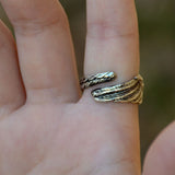 Vintage Antique Silver Feather Adjustable Ring Wing Ring For Gift