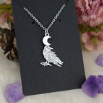 Vintage Crescent Moon Eagle Pendant Neckalce Witch Myth Gothic Animal Jewelry