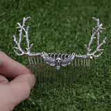 Vintage Dead Head Skull Butterfly Fantasy Forest Hairpin Witch Tiaras Pagan Hair Comb Wedding Hair Jewelry Accessory