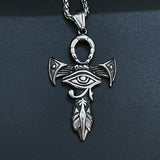 Vintage Egyptian Patronus Eye Of Horus Pendant Necklace Men Women Stainless Steel Cross Necklace Chain Amulet Jewelry Wholesale - Necklace