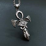 Vintage Egyptian Patronus Eye Of Horus Pendant Necklace Men Women Stainless Steel Cross Necklace Chain Amulet Jewelry Wholesale - Necklace