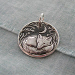 Vintage Fox Charm Chain Necklace Silver Color Fox and Moon Pendant Necklaces