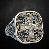 Vintage Medieval Crusader Templar Knights Cross Signet Punk Ring