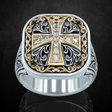 Vintage Medieval Crusader Templar Knights Cross Signet Punk Ring