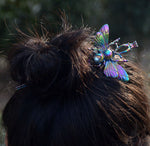 Vintage Psychedelic Crystal Bee Hair Sticks Cute Butterfly Hairpin Insect Hair Jewelry For Women