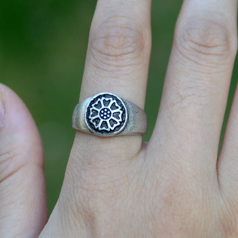 Vintage Silver Avatar Last Airbender Lotus Rings Tibet Mandala Rings Amulet Jewelry For Gift