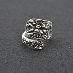 Vintage Spoon Ring Antique Silver Flower Ring Engagement Jewelry for Gift