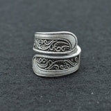 Vintage Spoon Ring Antique Silver Flower Ring Engagement Jewelry for Gift