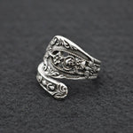 Vintage Spoon Ring Antique Silver Flower Ring Engagement Jewelry for Gift