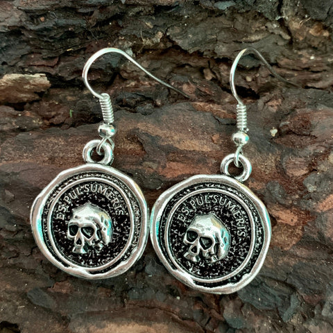Vintage skull earrings pendant Wicca skull necklace pendant Gothic jewelry craft jewelry gift