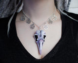 White Raven Skull Witchy Bird Pendant, Goth Crow Necklace, Resin Handmade Jewerly, Witchy Wiccan Pagan Gothic Gift