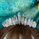 White raw crystal crown tiara quartz headband hair comb  witch accessories wedding elven festival Wicca jewelry