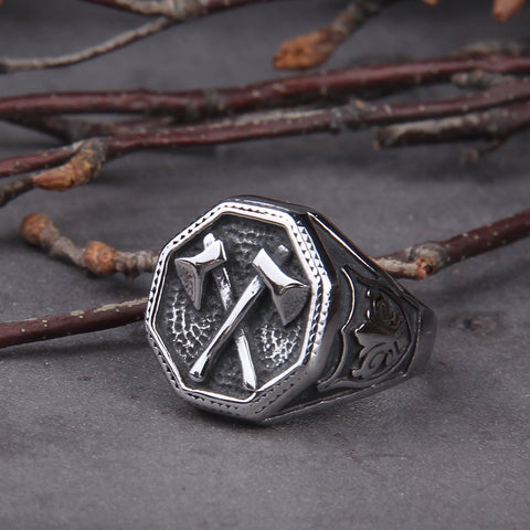 Slavic Perun Axe Biker Ring Stainless Steel Jewelry Punk Classic Slavic Perun Motor Biker Ring For Men