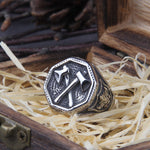 Slavic Perun Axe Biker Ring Stainless Steel Jewelry Punk Classic Slavic Perun Motor Biker Ring For Men