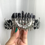 Wicca Crown Raw Crystal Moon Crown Princess Quartz Hair Band Witchcraft Headdress Jewelry Bridal Party Gift