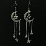 Wicca accessories moon star long earrings gothic gift