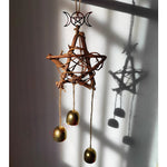 Witch Bells Magic Pentagram Bell  Home Protection Occult Suncatcher Magic Pagan Home Decor Widows Hanging Magick Altar Tools