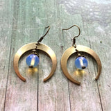 Witch Brass Moonstone Crecent Moon Earrings Celestial Astronomy Boho Hippies Jewelry  for Her Beautifu Fashion Trend