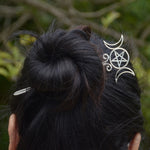 Witch Celtics Crescent Moon Pentagram Lotus Hair Sticks Magic Mysterious Hairpin Wiccan Pagan Gothic Hair Jewelry For Gift