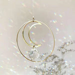 Witch Crescent Moon Crystal Prism Sun Catcher Wall Hanging Occult Decor Celestial Witchcraft