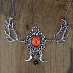 Witch Crescent Moon Pentagram Antlers Branch Pendant