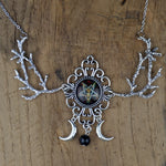 Witch Crescent Moon Pentagram Antlers Branch Pendant