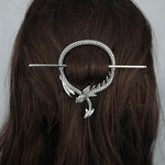 Witch Dragon Hair Barrette Gothic Dragon Hairstick Silver Pagan Hairpin for Wiccan Jewelry