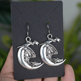 Witch Earrings Silver Dragon Snake Hand Statment Sword Drop Earrings Occult Spirit Pagan Skull Axe Earrings Wicca Gift