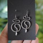 Witch Earrings Silver Dragon Snake Hand Statment Sword Drop Earrings Occult Spirit Pagan Skull Axe Earrings Wicca Gift