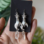 Witch Earrings Silver Dragon Snake Hand Statment Sword Drop Earrings Occult Spirit Pagan Skull Axe Earrings Wicca Gift