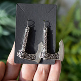 Witch Earrings Silver Dragon Snake Hand Statment Sword Drop Earrings Occult Spirit Pagan Skull Axe Earrings Wicca Gift