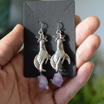 Witch Earrings Silver Dragon Snake Hand Statment Sword Drop Earrings Occult Spirit Pagan Skull Axe Earrings Wicca Gift