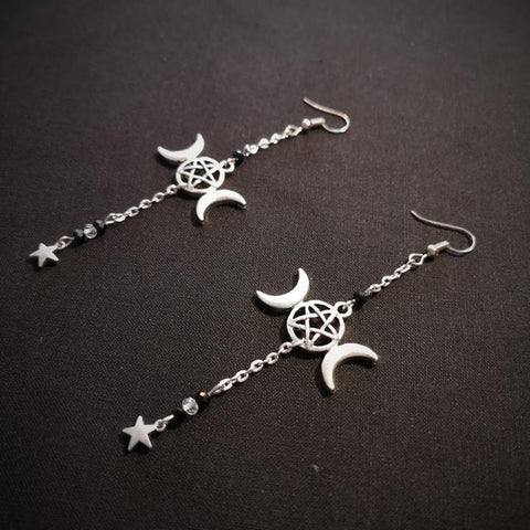 Witch Jewelry Moon Dangle Drop Earrings Crystal Beads Sophisticated Jewellery 2021 NEW Women Gift Fashion Witch Magic Pagan