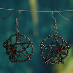 Witch Leaf Pattern Pentagram Spider Earrings Old Vintage Gothic Pagan Earrings Gift