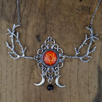Witch Pentagram Crescent Moon Necklace Fantasy Forest Branch Magic Wiccan Pagan Goth Jewelry