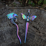 Witch Psychedelic Dargon Butterfly Hair Stick Animal Hairpin Occult Gothic Pagan Wiccan Gift For Women