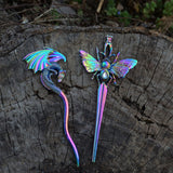 Witch Psychedelic Dargon Butterfly Hair Stick Animal Hairpin Occult Gothic Pagan Wiccan Gift For Women