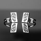 Witch Silver Tarot Ring Occult Hand Moon And Sun Adjustable Ring Wiccan Celestial Jewelry