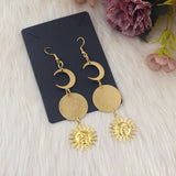 Witch Sun Crescent Moon Celestial Dangle Drop Earrings Gifts for Women