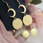 Witch Sun Crescent Moon Celestial Dangle Drop Earrings Gifts for Women