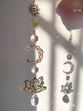 Witch Sun Crescent Moon Crystal Sun Catcher Celestial Crystal Prism Window Haning Home Decor Gift Occult Decor