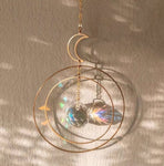 Witch Suncatcher Crystal Windows Hanging Crescent Moon Wall Hanging Celestial Gift