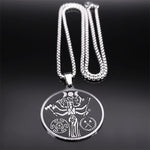 Witch Triple Moon Goddess Hecate Necklace for Women Men Stainless Steel Greek Mythology Chain Necklace Jewelry