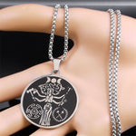 Witch Triple Moon Goddess Hecate Necklace for Women Men Stainless Steel Greek Mythology Chain Necklace Jewelry