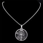 Witch Triple Moon Goddess Hecate Necklace for Women Men Stainless Steel Greek Mythology Chain Necklace Jewelry