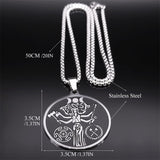 Witch Triple Moon Goddess Hecate Necklace for Women Men Stainless Steel Greek Mythology Chain Necklace Jewelry