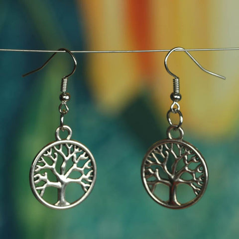 Witch circular hollow tree of life earrings Christmas tree earrings female retro ear jewelry gift